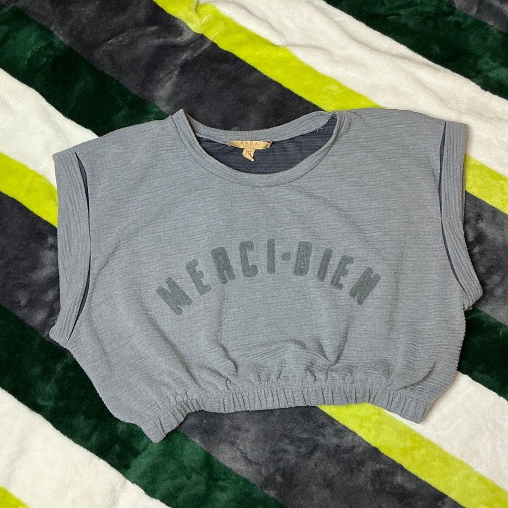 Zara Gray Merci-Bien Crop Top Size S